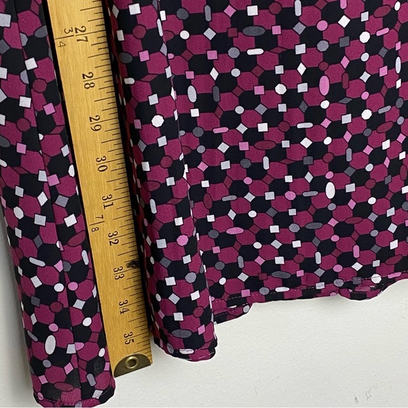 CECE Dress Womens Size 8 Tie Neck Sleeveless Geo Print Maroon Black Corpcore - Picture 8 of 11